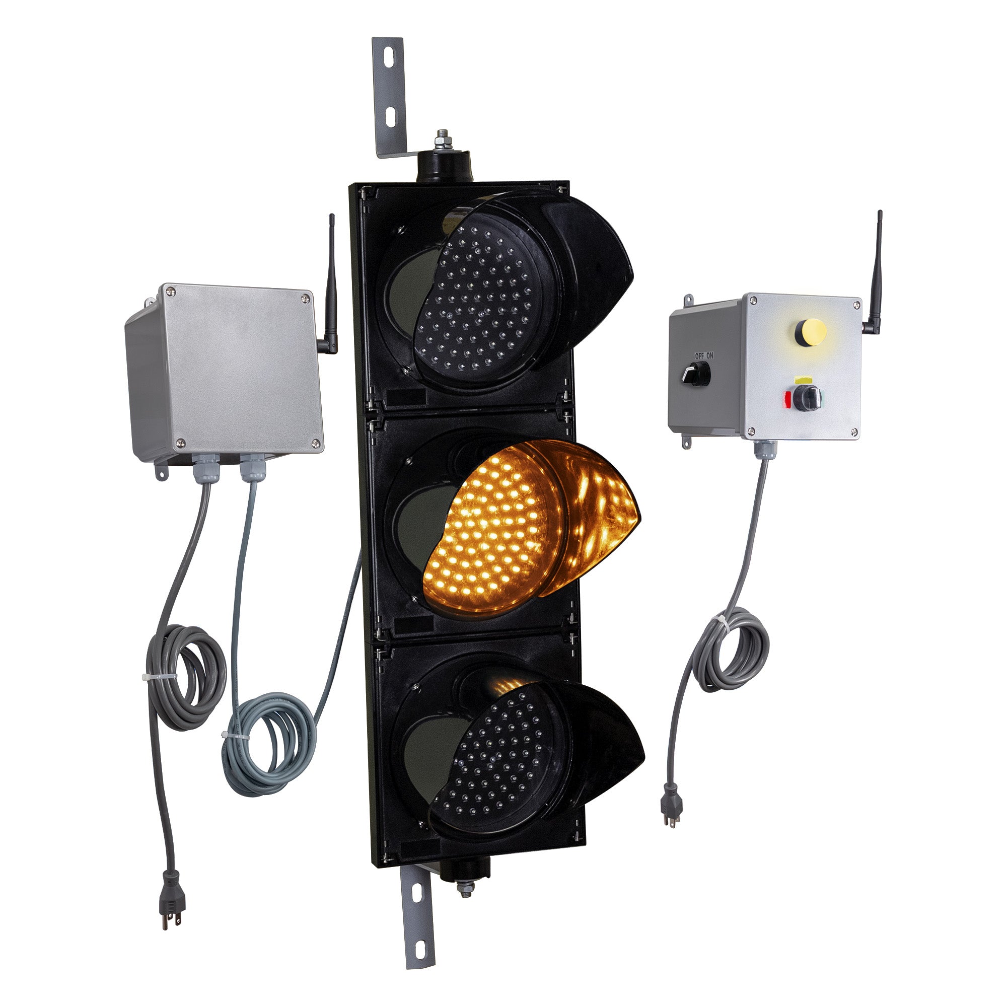 Wireless 700 Foot Range 8" Diameter Red/Amber/Green Traffic Light with LED Transmitter Light (Plug And Play)