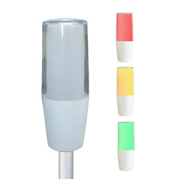 A pole-mounted 3-in-1 colored diffused industrial signal light on a white background.