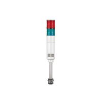 Two-color pole-mounted industrial signal light: Red-Green on a white background.