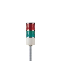 Two-color pole-mounted signal light on a white background; Red-Green