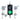 Traffic light system with green LED light, connected receiver and switch box transmitter on a white background.