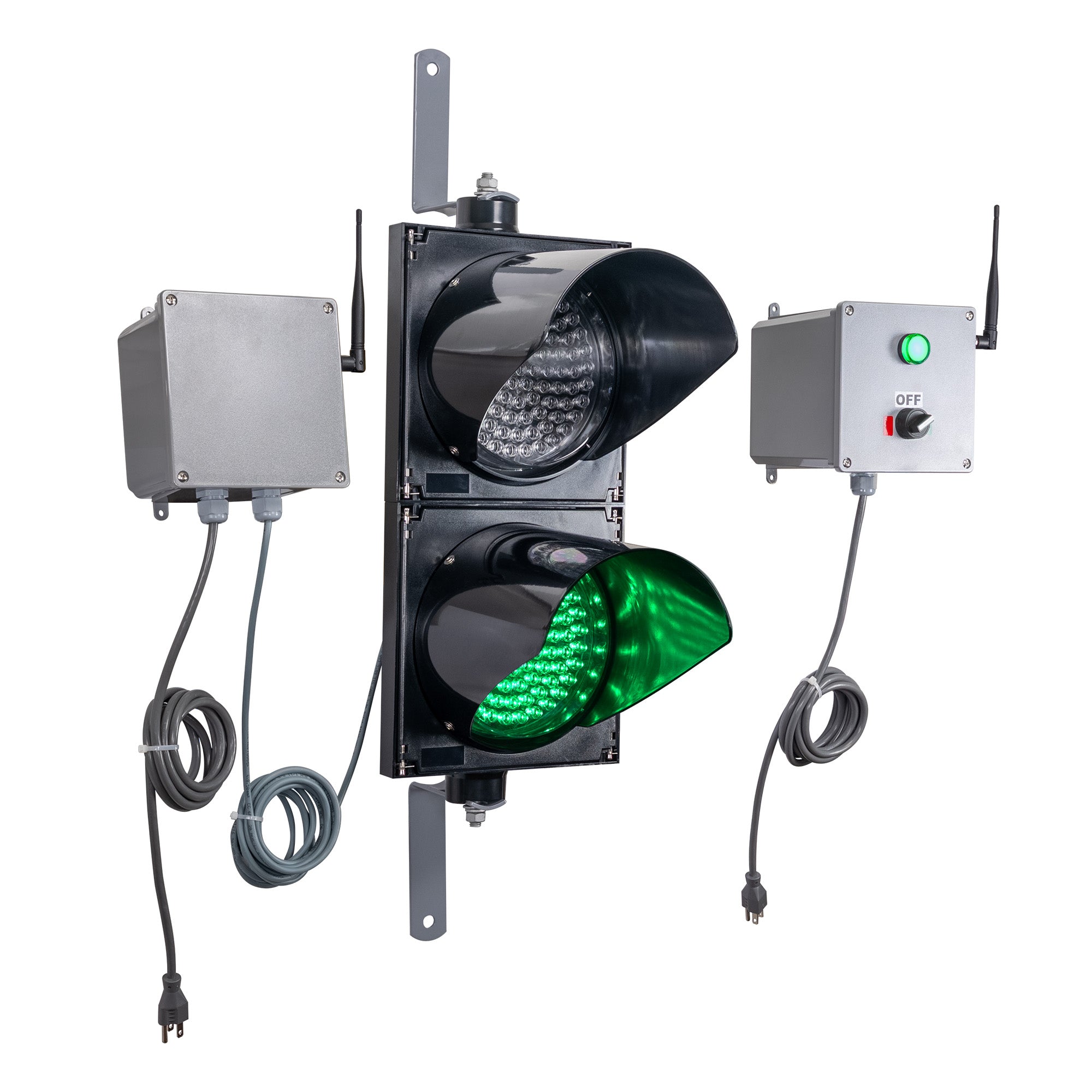 Wireless 700 Foot Range 8" Diameter Red/Green Traffic Light with LED Transmitter Light (Plug And Play)