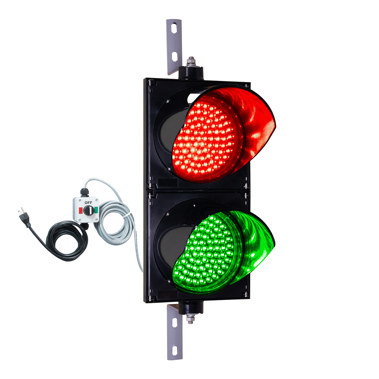 8 Inch Diameter Lens LED Stop-Go Loading Dock Traffic Light 10 Ft Cable 3 Position Switch Box (Plug & Play)