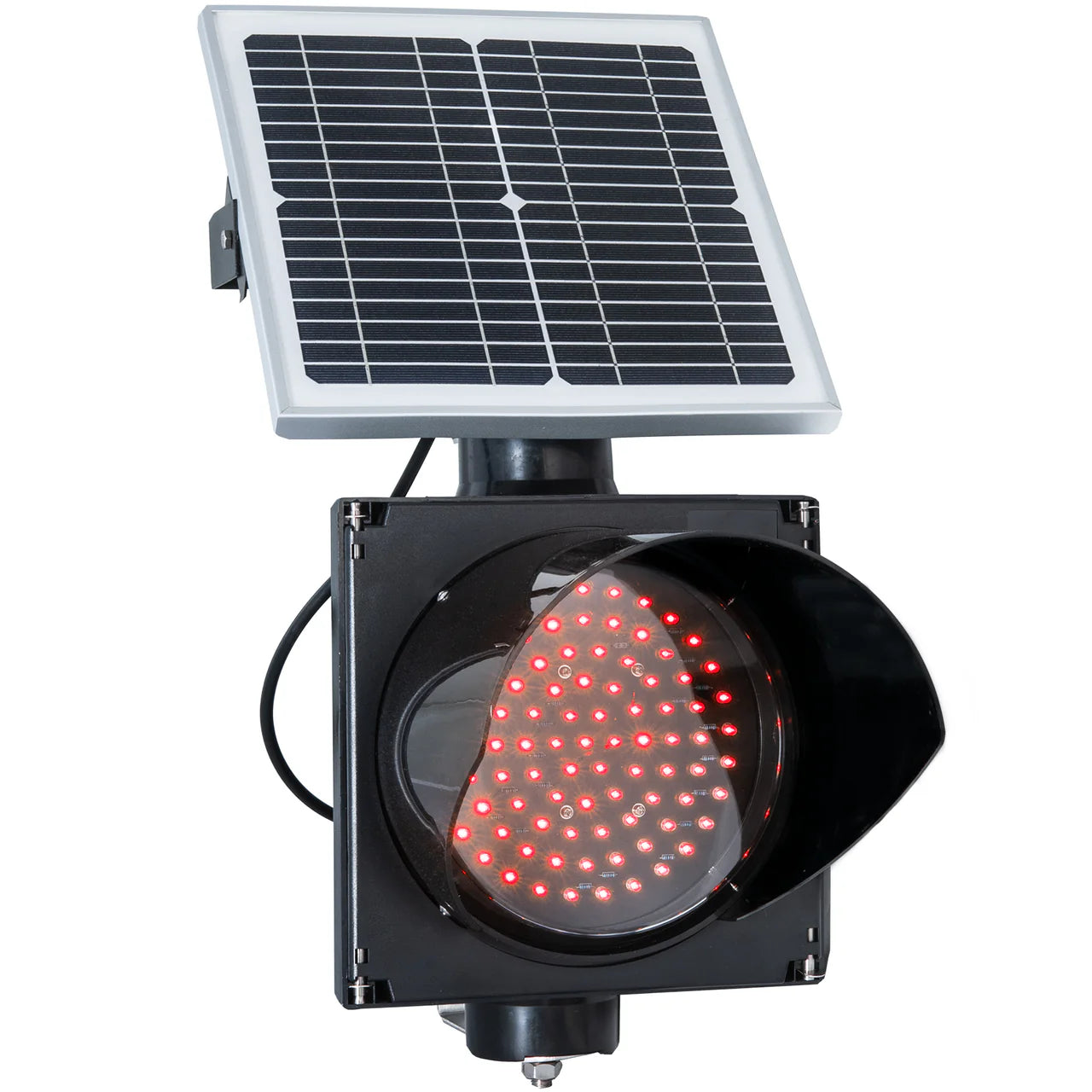 Solar Powered Flashing Traffic Light Signal LED 8 Inch Diameter Lens 12V DC