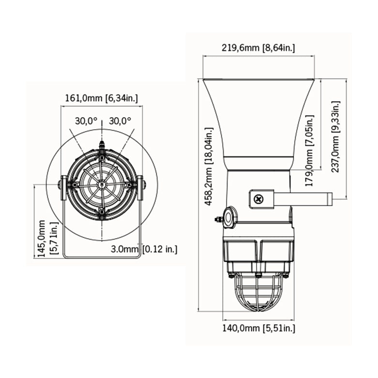 D1xC2X10F 123dB(A) Alarm Horn & 10J Xenon Strobe UL