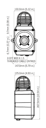 D2XC1X10 Explosion Proof High Output Alarm Horn Sounder and 10 Joule Xenon Beacon