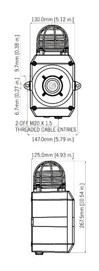 D2XC1X10 Explosion Proof High Output Alarm Horn Sounder and 10 Joule Xenon Beacon
