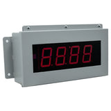 Digital display with red LED digits on a white background