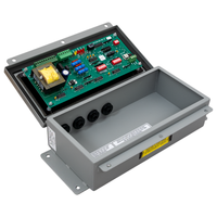 Electronic control panel with circuit board and components on a white background