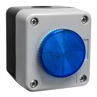 Blue signal light with 'SIGNAWORKS' branding on a white background.