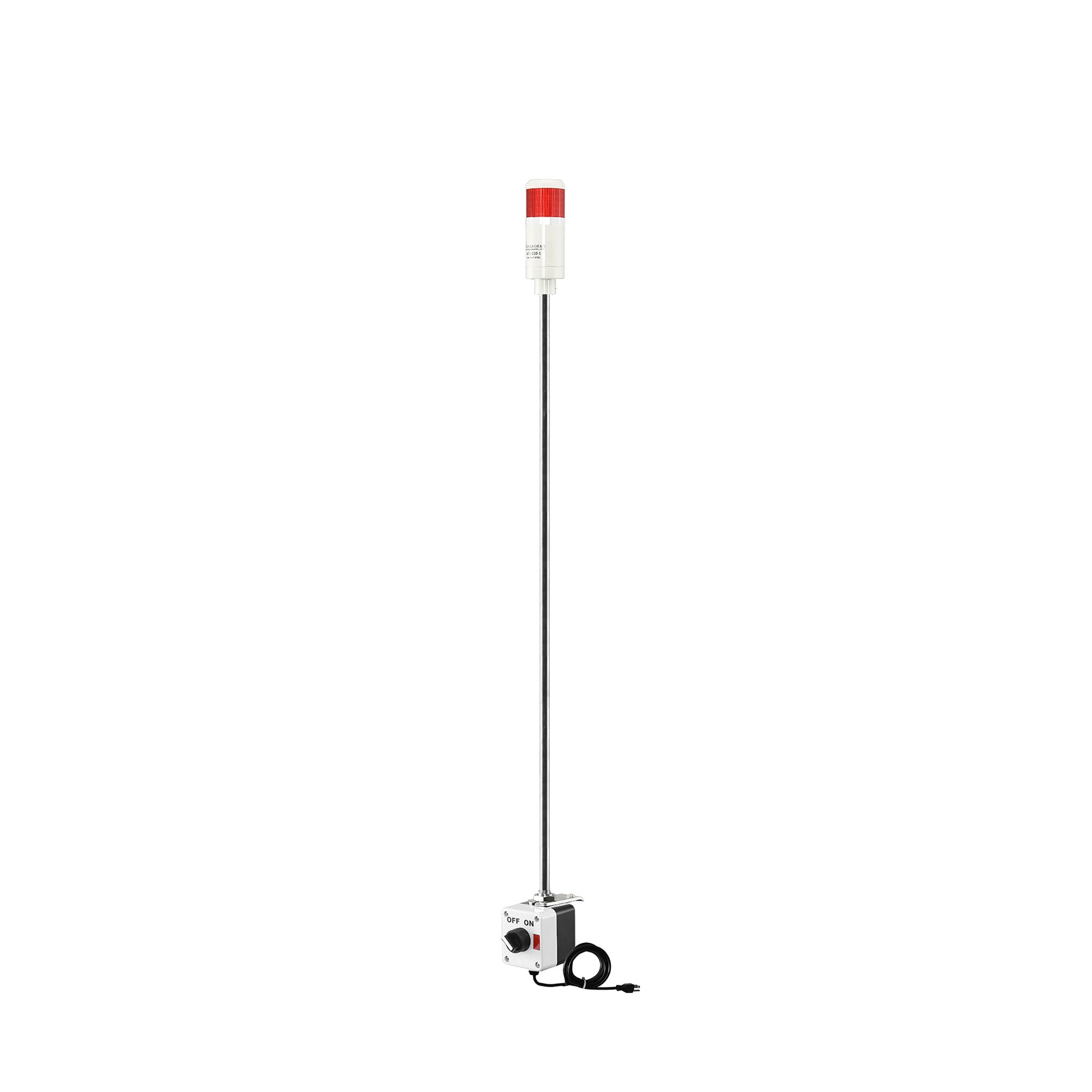 Red Pole-mounted industrial light with 2-position switch on a white background.