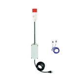 Red pole-mounted industrial signal with 2 wireless fobs on a white background.