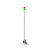 Two-Color pole-mounted industrial signal with 2-position switches on a white background; Red-Green.