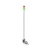 Three-Color pole-mounted industrial signal with 2-position switches on a white background; Red-Amber-Green.
