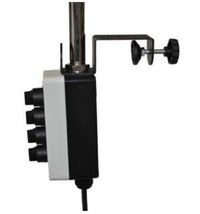 Grey and black 2-position control box with C-Clamp style cubicle mount on a white background.