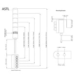 Black on white diagram depicting the ASTL dimensions.