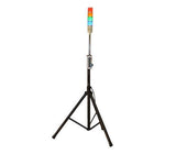 LED Andon Tower Light with tripod stand, featuring a vertical light tower with red and green lights on the top, mounted on a black tripod.