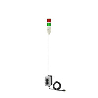 Two-position pole-mounted industrial signal with 3-position switch on a white background; Red-Green.