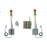 Two industrial signal lights with corresponding bingo board display on a white background.
