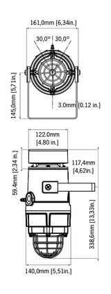 Black on white technical drawing with product dimensions.