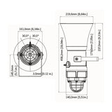 Black on white technical diagram depicting product dimensions.