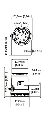 Black on white technical drawing with product dimensions.