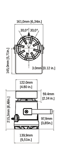 Black on white technical drawing with product dimensions.