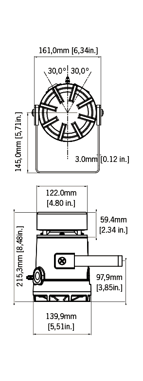 Black on white technical drawing with product dimensions.