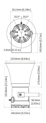 Black on white technical drawing with product dimensions.