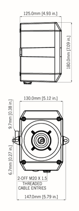 Black on white technical drawing with product dimensions.