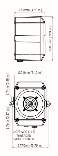 Black on white technical drawing with product dimensions.