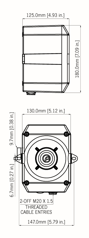 Black on white technical drawing with product dimensions.