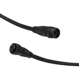 Black cable with two connectors on a white background
