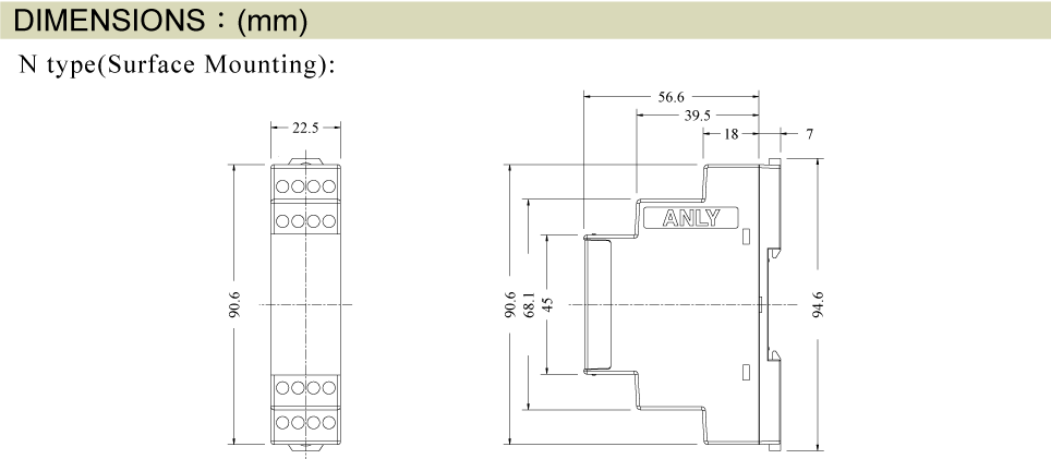 Technical drawing of a mechanical component with dimensions on a green background