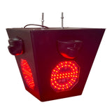 Red traffic detecting light with two illuminated red signal on a white background.