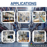 A graphic depicting various settings and applications for the gooseneck light and a 'Signaworks' branded logo.