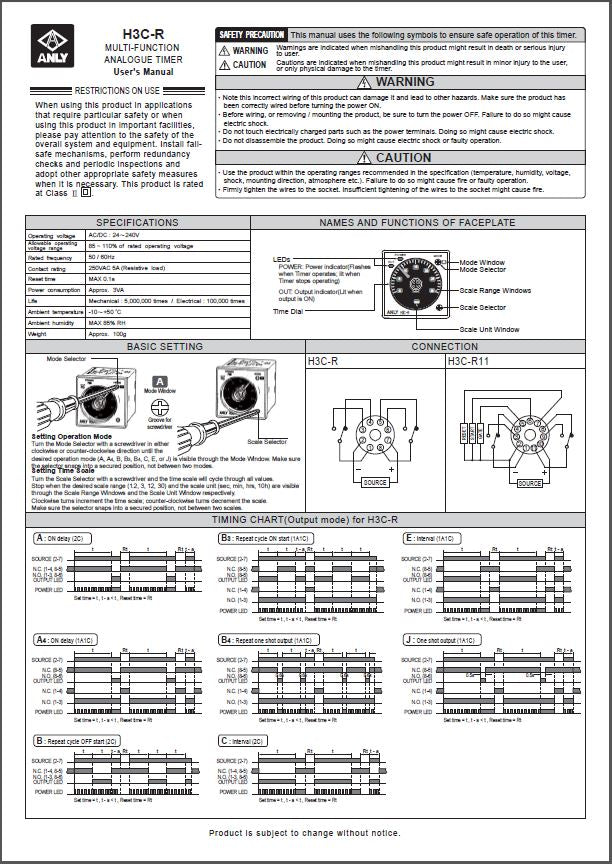 Black-on-white diagram document for H3C-R Timer.