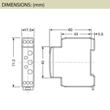 Diagram depicting dimensions in mm on a white background.
