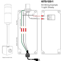 Color-coded illustration depicting wiring diagram connections and terminals on a white background.