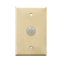 Ivory wall plate with white pilot light on a white background.
