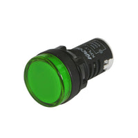 Green pilot light on a white background.