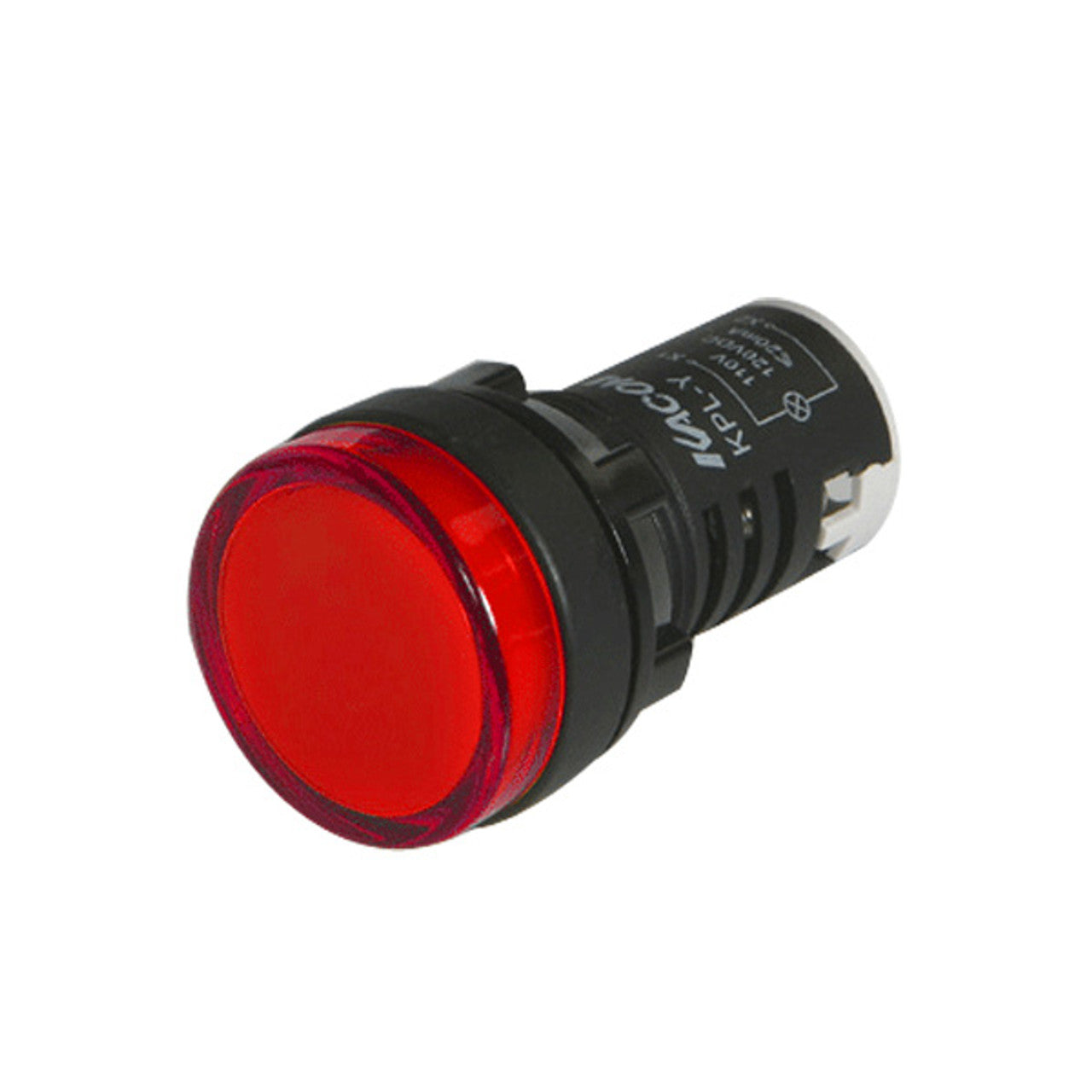 Red pilot light on a white background.