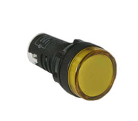 Yellow pilot light on a white background.