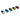 A group of five different colored LED pilot lights on a white background.