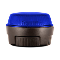 Blue warning light on a white background.