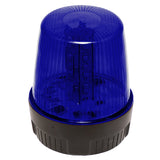 Blue strobe with black base on a white background.