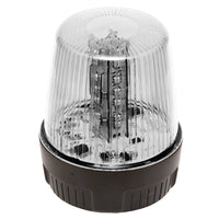 Clear strobe with black base on a white background.