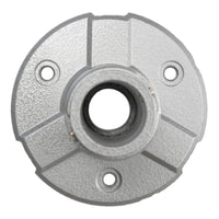 Top profile of a silver mental pole mount on a white background.