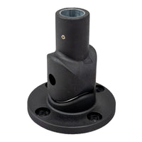 Top quarter profile of a black articulating pole mount on a white background.