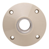 Top profile of a tan flange pole mount on a white background.